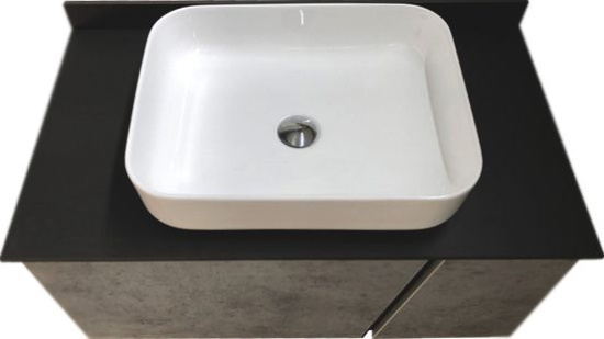 Тумба с раковиной Comforty Эдинбург 90 подвесная, бетон светлый, раковина T-Y9378