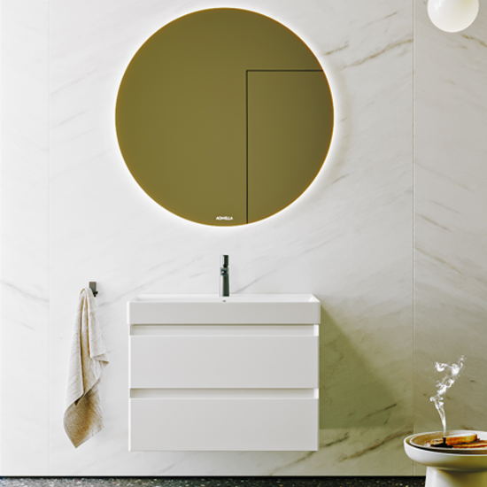 Тумба с раковиной Aqwella 5 stars Geometria 80 подвесная, 2 ящика, белая