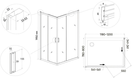 Душевой уголок Veconi Rovigo RV-10 120x80