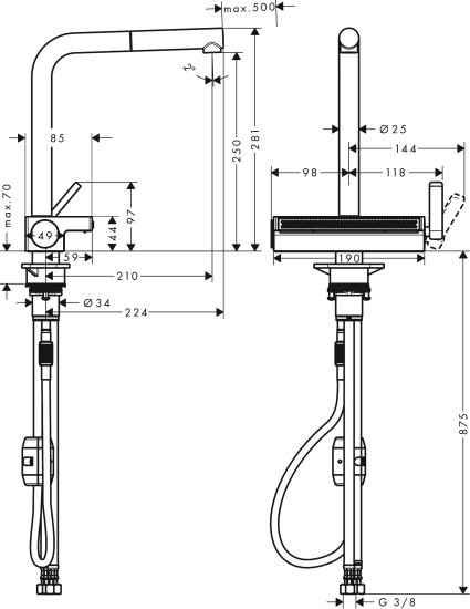 Смеситель для кухни Hansgrohe Aquno Select M81 73836000 хром