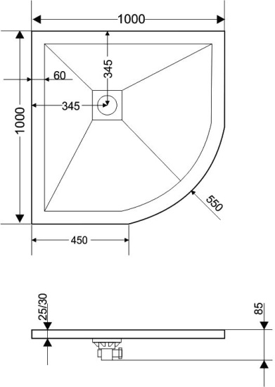 Поддон для душа RGW Stone Tray ST/R-0100W 100х100