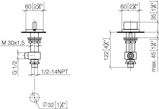 Смеситель на борт ванны Dorn Bracht CL.1 13612705-06, матовая платина