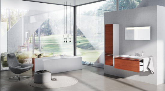 Пенал Ravak Clear белый/вишня L