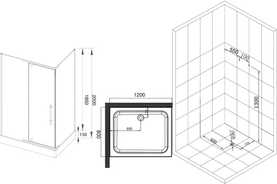 Душевой уголок Esbano ESD-8180 120x80, с поддоном