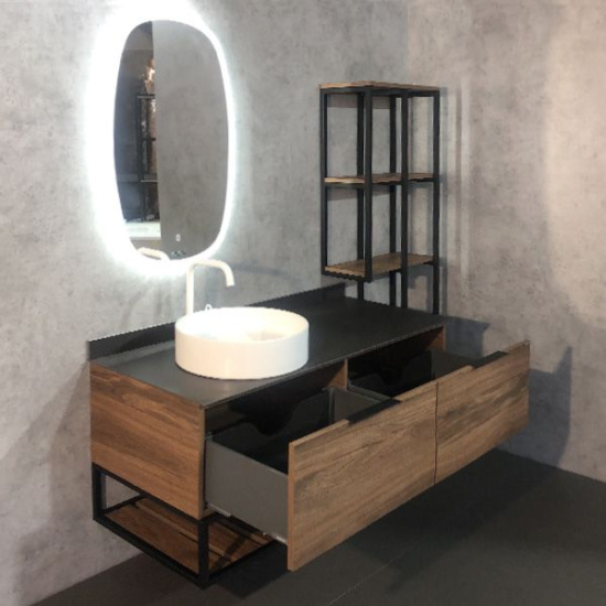 Тумба с раковиной Comforty Порто 120, подвесная, дуб тёмно-коричневый, одна раковина