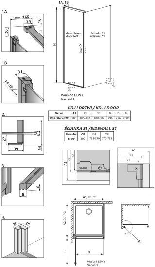 Душевой уголок Radaway Nes KDJ I 90x80 L