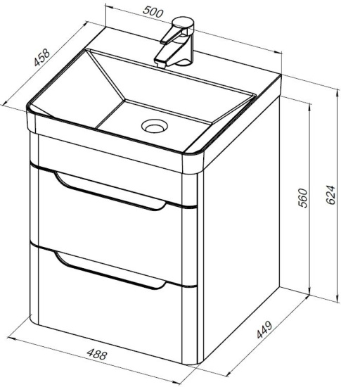 Тумба с раковиной Aquanet София 50 2 ящика