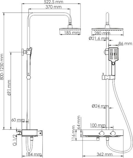 Душевая стойка Wasserkraft Thermo A11301