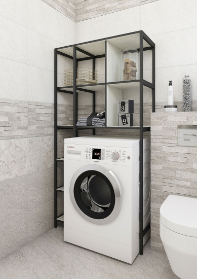 Шкаф Sanflor Лофт северное дерево светлое, черный муар, для стиральной машины