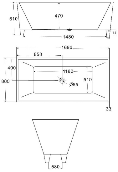 Акриловая ванна BelBagno BB53-1700 170 см