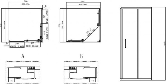 Душевой уголок BelBagno Uno-195-A-2-90-C-Cr