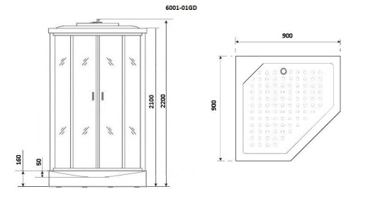 Душевая кабина Niagara Premium NG-6001-01GD 90x90