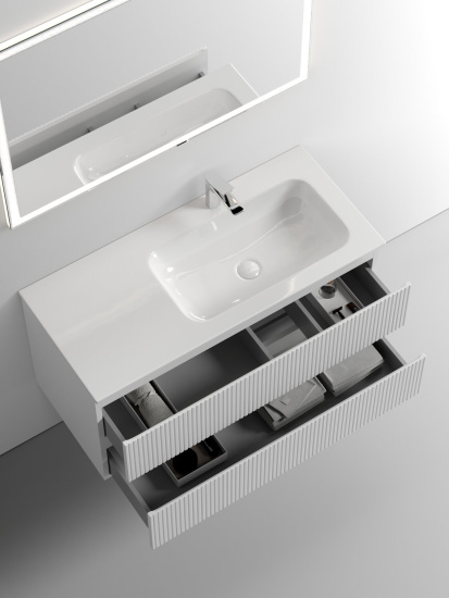 Тумба с раковиной Sancos Snob T 100 Bianco правая SNT100RW, подвесная