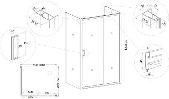 Душевой уголок Veconi Rovigo RV-046B 100x120