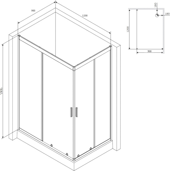 Душевой уголок Am.Pm Gem W90G-404-120290-MT