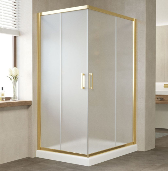 Душевой уголок Vegas Glass ZA-F 110*80 09 10 профиль золото, стекло сатин