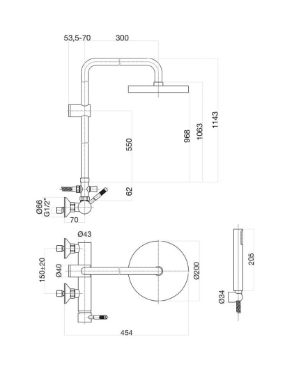 Душевая стойка Fiore Xenon 44NN5168 черная