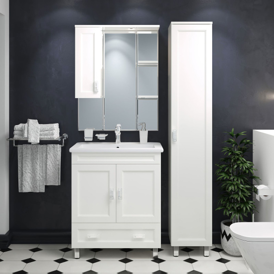 Зеркало Misty Дива 75 L c подсветкой, белое