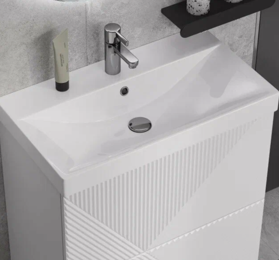 Тумба с раковиной Velvex Edge 70.2Y напольная, белая