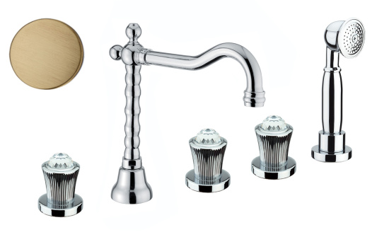 Смеситель на борт ванны Fiore Venere Sky Swarovski® 13ZZ0607, бронза