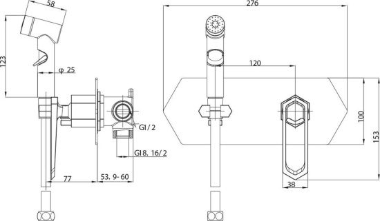 Гигиенический душ Lemark Prizma LM3919C со смесителем, с внутренней частью