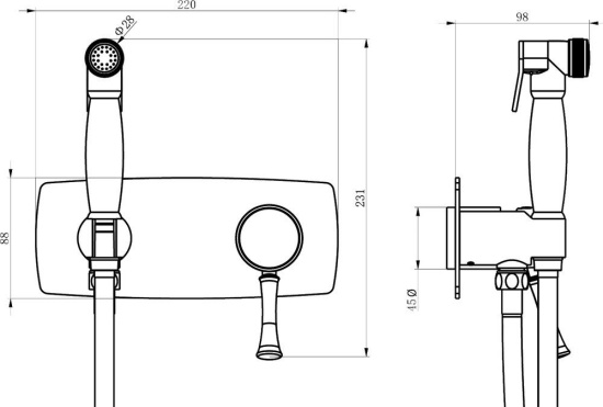 Гигиенический душ Lemark Peretto LM6319RB со смесителем, с внутренней частью