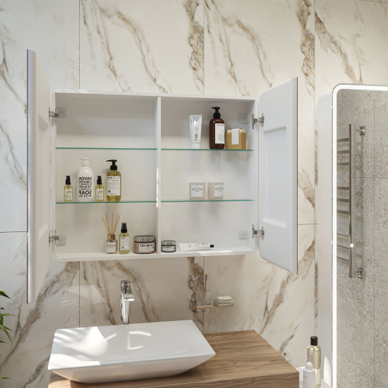 Зеркало-шкаф Stworki Ольборг МВК080 100, с подсветкой, с розеткой