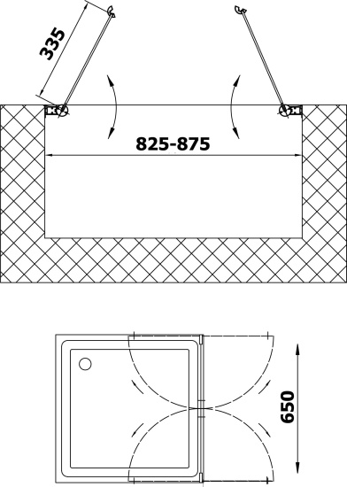 Душевая дверь в нишу Vegas Glass E2P 85 07 01 профиль матовый хром, стекло прозрачное