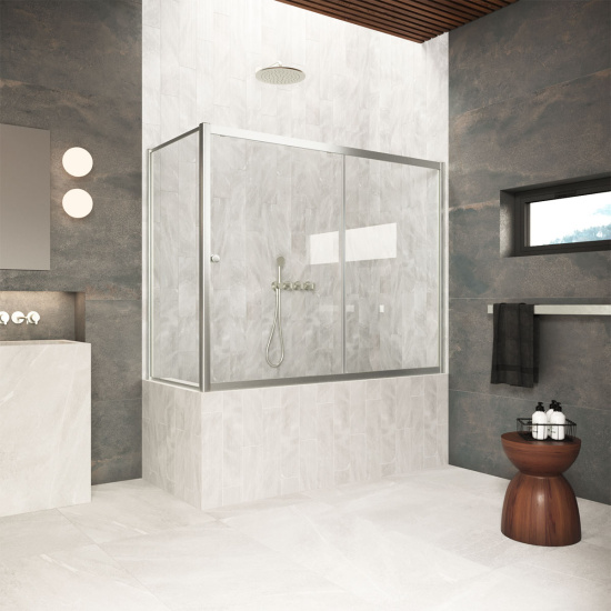 Шторка на ванну Vegas Glass ZV+ZVF Protec 150*80 04 crystalvision, профиль никель, стекло crystalvision