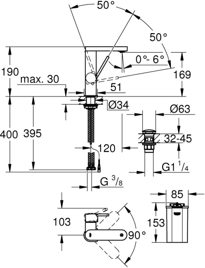 Смеситель для раковины Grohe Plus Digital 23958003