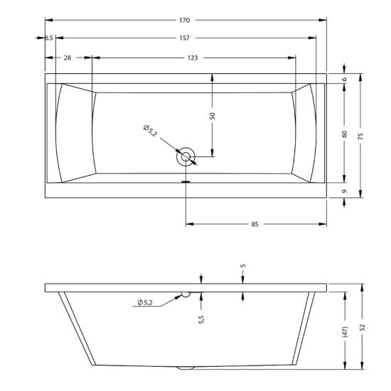 Акриловая ванна Riho Julia 170x75 см