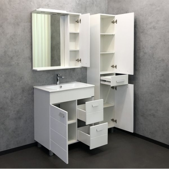 Мебель для ванной Comforty Модена М 75, напольная, белая матовая