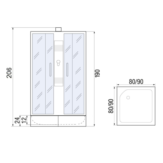 Душевая кабина River Quadro Б/К 80/24 МТ