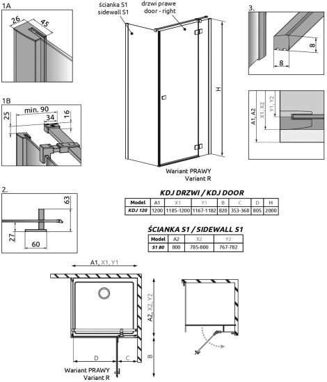 Душевой уголок Radaway Essenza New Black KDJ 120х80 R