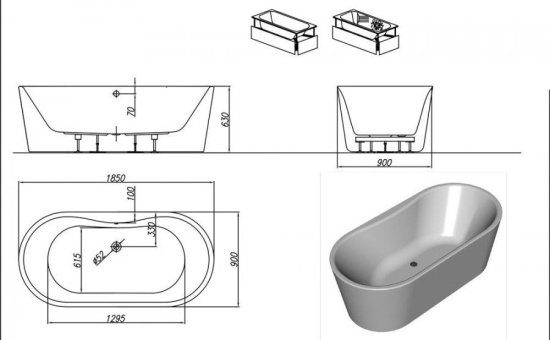 Акриловая ванна Kolpa San Comodo FS Basis 185x90 см
