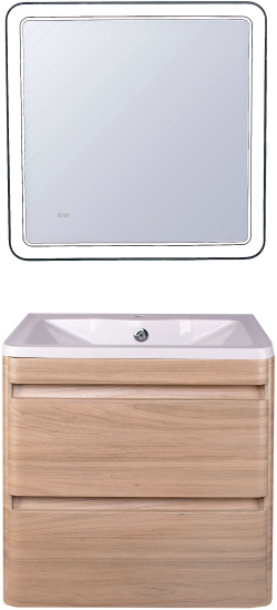 Тумба с раковиной Style Line Атлантика 60 Люкс Plus, подвесная, ясень перламутр
