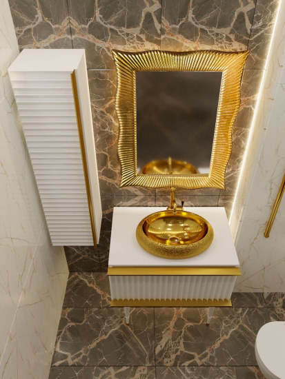 Тумба с раковиной Armadi Art Vallessi Avantgarde 80 белая, золото