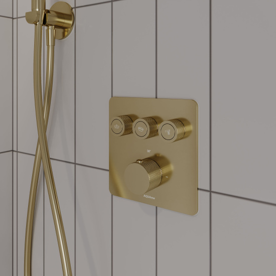 Смеситель для ванны AQUAme AQM8812BG термостат на 3 потребителя