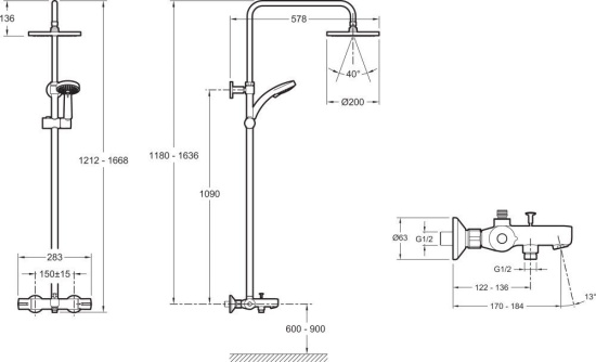 Душевая стойка Jacob Delafon July E99741-CP