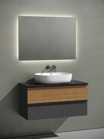 Тумба с раковиной Sancos Delta 100 дуб красный/графит, DL100GR