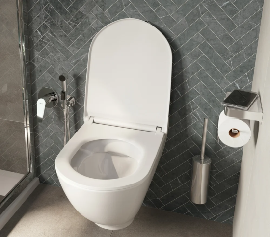 Унитаз подвесной STWORKI Rotenburg WH52 безободковый + инсталляция Geberit Duofix Delta 458.124.21.1 3 в 1 с кнопкой