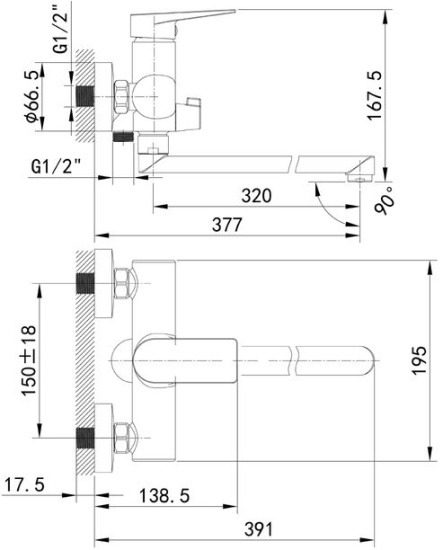 Смеситель для ванны Iddis Bridge BRDSB02i10WA универсальный