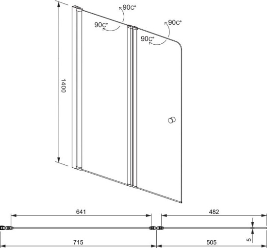 Шторка на ванну Aquanet Alfa 4 NF6222-pivot