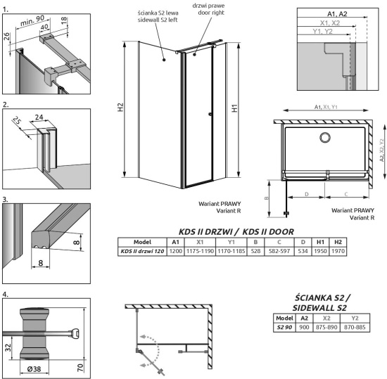 Душевой уголок Radaway EOS KDS II 120x90 R