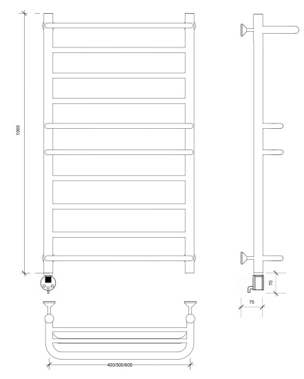 Полотенцесушитель электрический Secado Верона 2 100/40 L, хром