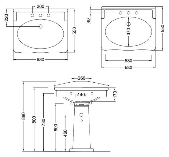 Раковина Hidra Ceramica Ellade 68 см