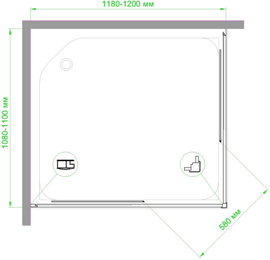 Душевой уголок Royal Bath HPD RB11020HPD-T-BL 120x110
