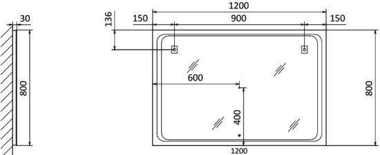 Зеркало Raval Forte 120 c подсветкой