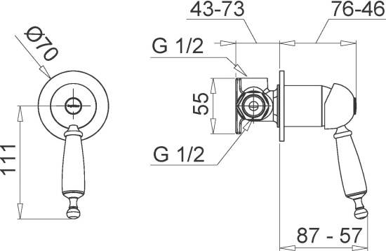 Смеситель для душа Migliore Oxford ML.OXF-6330.BI.CR с внутренней частью, хром
