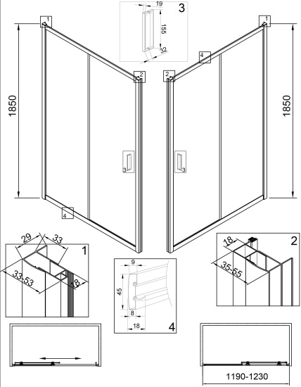 Душевая дверь в нишу Veconi Vianno VN46-120-01-C5 185